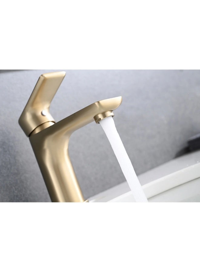 واي دي صنبور حوض حمام عصري بمقبض واحد - خلاط حوض من النحاس الصلب بتدفق مياه سلس، خرطوشة متينة، سهل التركيب، تصميم عصري لحوض الغسيل - Image 1